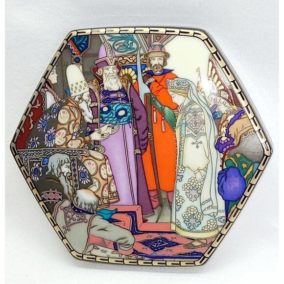 Heinrich Villeroy & Boch Russian Fairy Tale Hexagonal Trinket "The Snow Maiden" - Picture 1 of 6